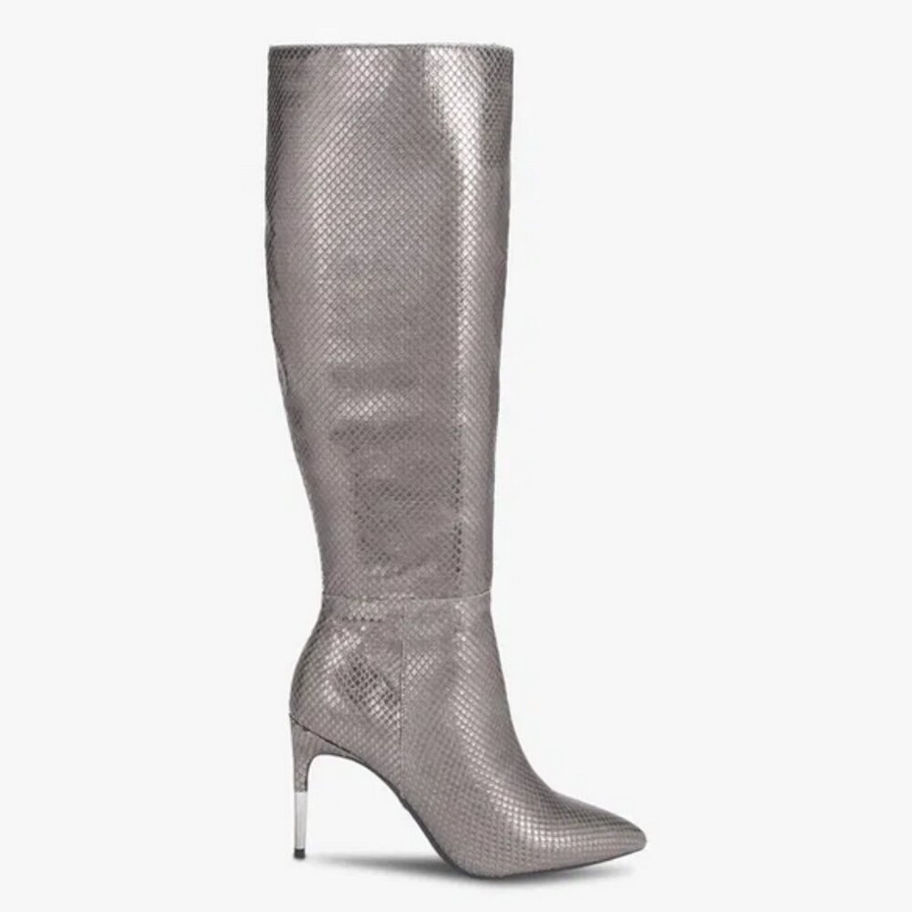 Carvela Gunmetal Carrie Snake Embossed Leather Boots